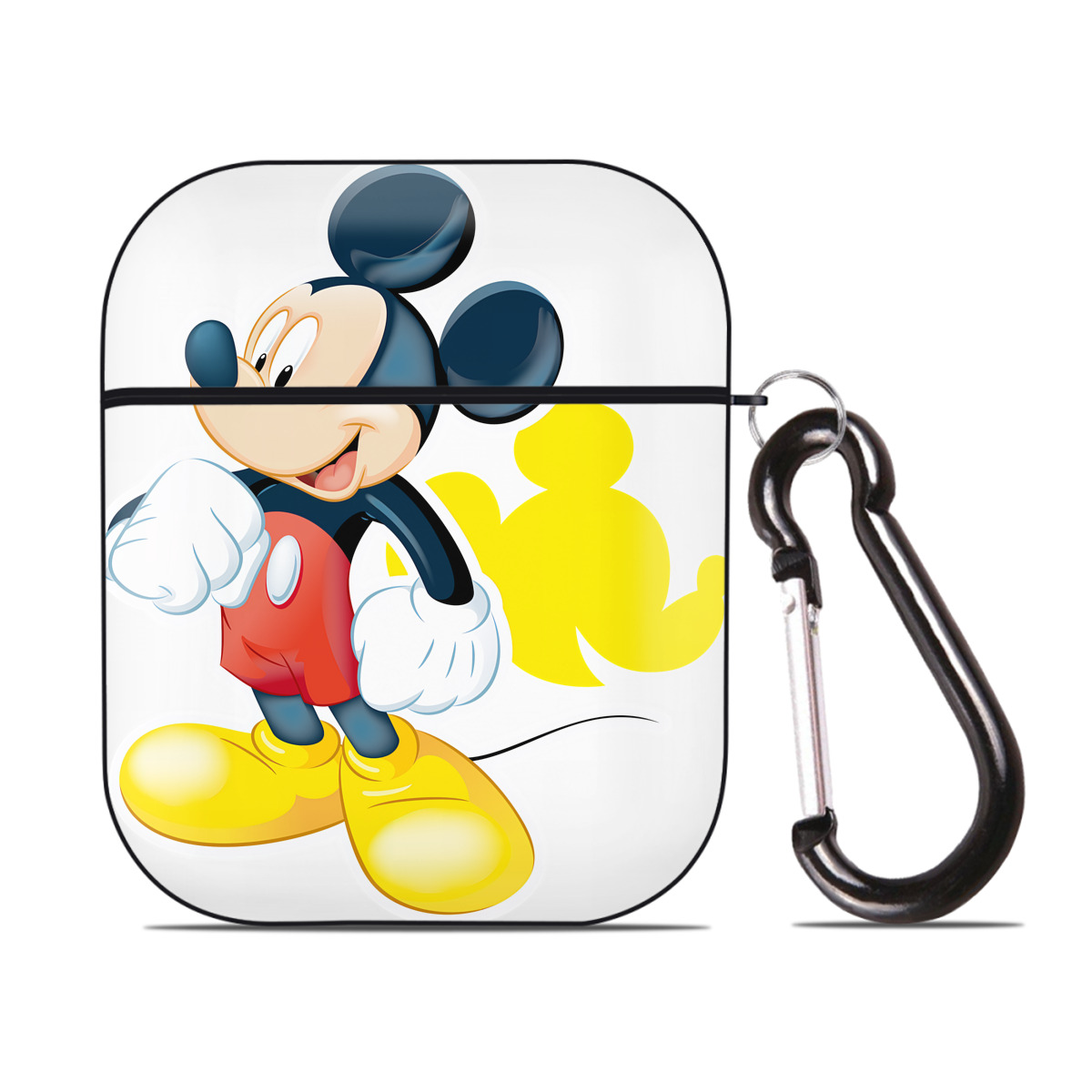 （画像用） ミッキーマウス Mickey Mouse AirPods 第2世代保護ケース ハードシェル ブラック 耐衝撃・防指紋・カラビナ付き