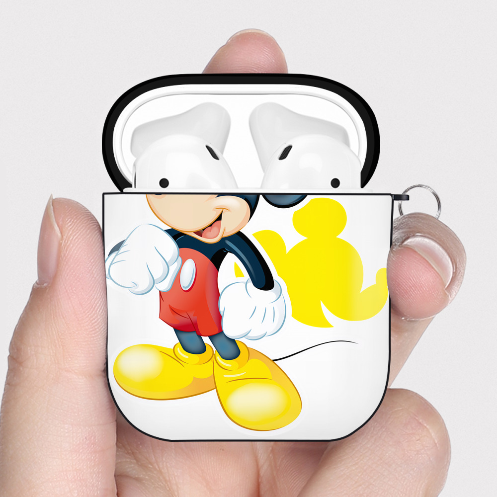 （画像用） ミッキーマウス Mickey Mouse AirPods 第2世代保護ケース ハードシェル ブラック 耐衝撃・防指紋・カラビナ付き