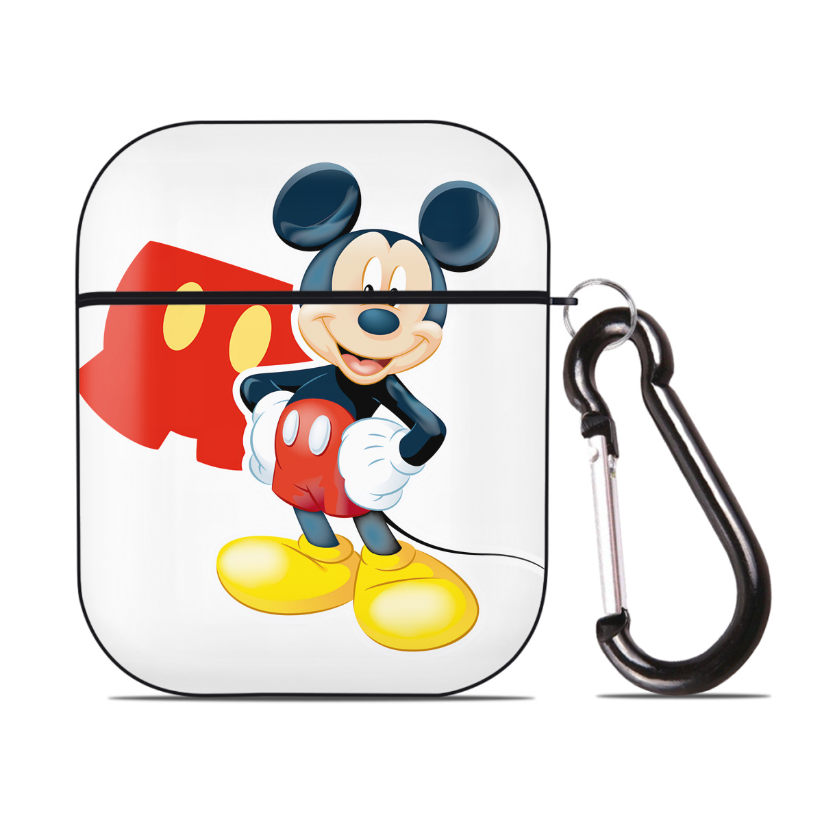 （画像用） ミッキーマウス Mickey Mouse AirPods 第2世代保護ケース ハードシェル ブラック 耐衝撃・防指紋・カラビナ付き