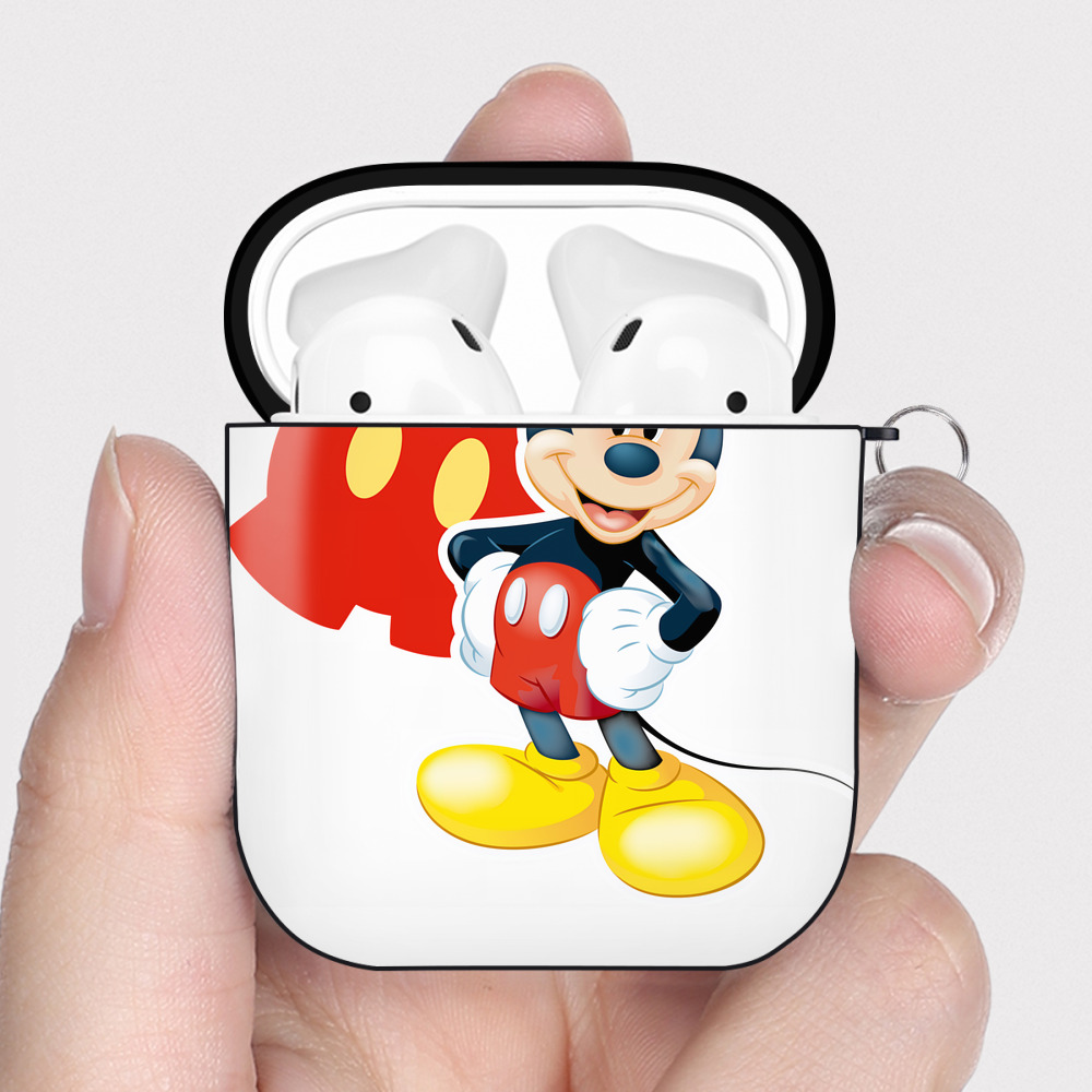 （画像用） ミッキーマウス Mickey Mouse AirPods 第2世代保護ケース ハードシェル ブラック 耐衝撃・防指紋・カラビナ付き