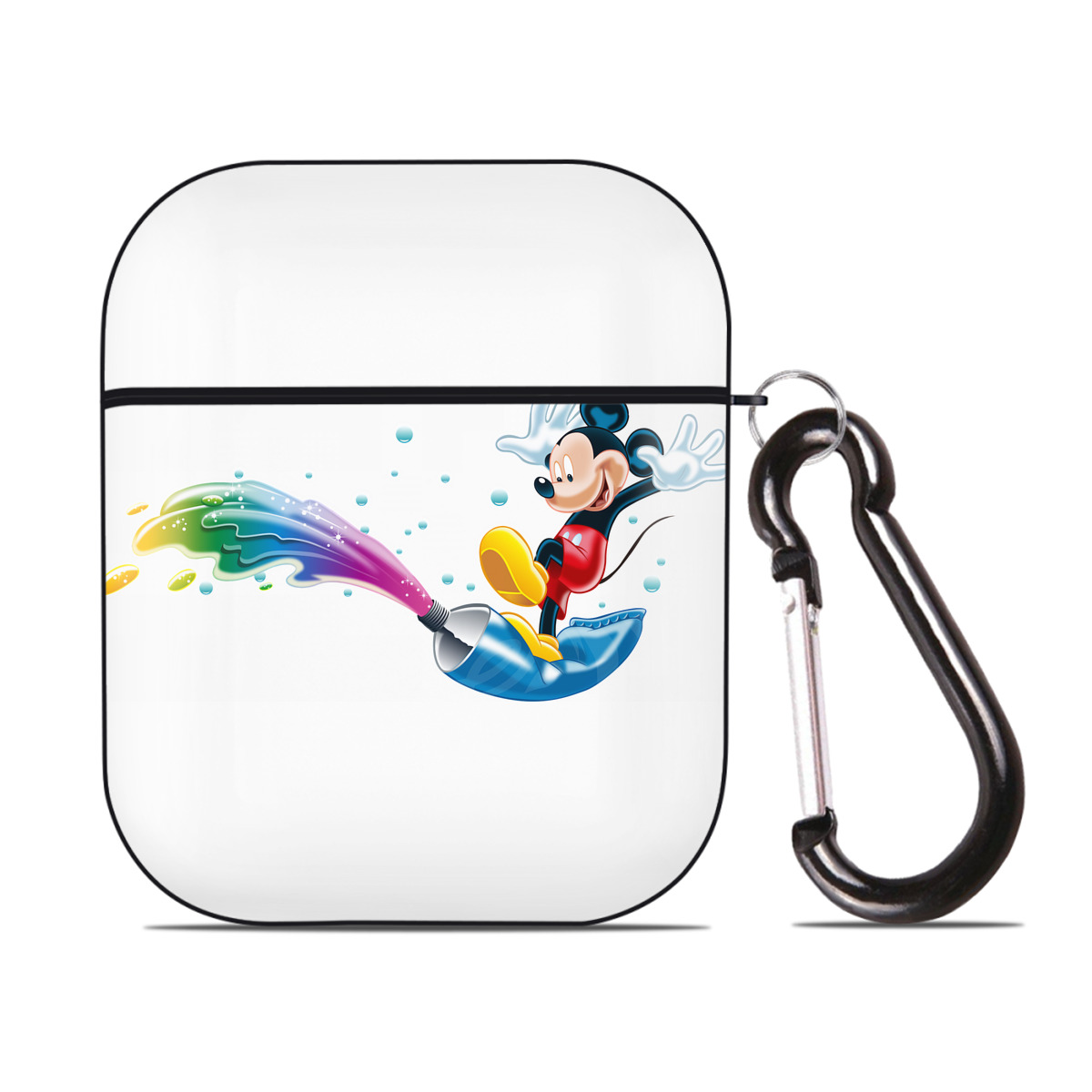 （画像用） ミッキーマウス Mickey Mouse AirPods 第2世代保護ケース ハードシェル ブラック 耐衝撃・防指紋・カラビナ付き