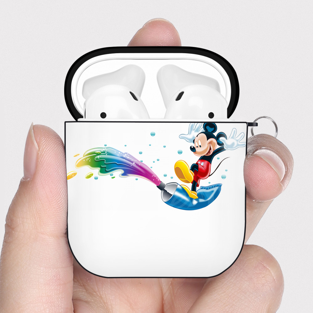 （画像用） ミッキーマウス Mickey Mouse AirPods 第2世代保護ケース ハードシェル ブラック 耐衝撃・防指紋・カラビナ付き