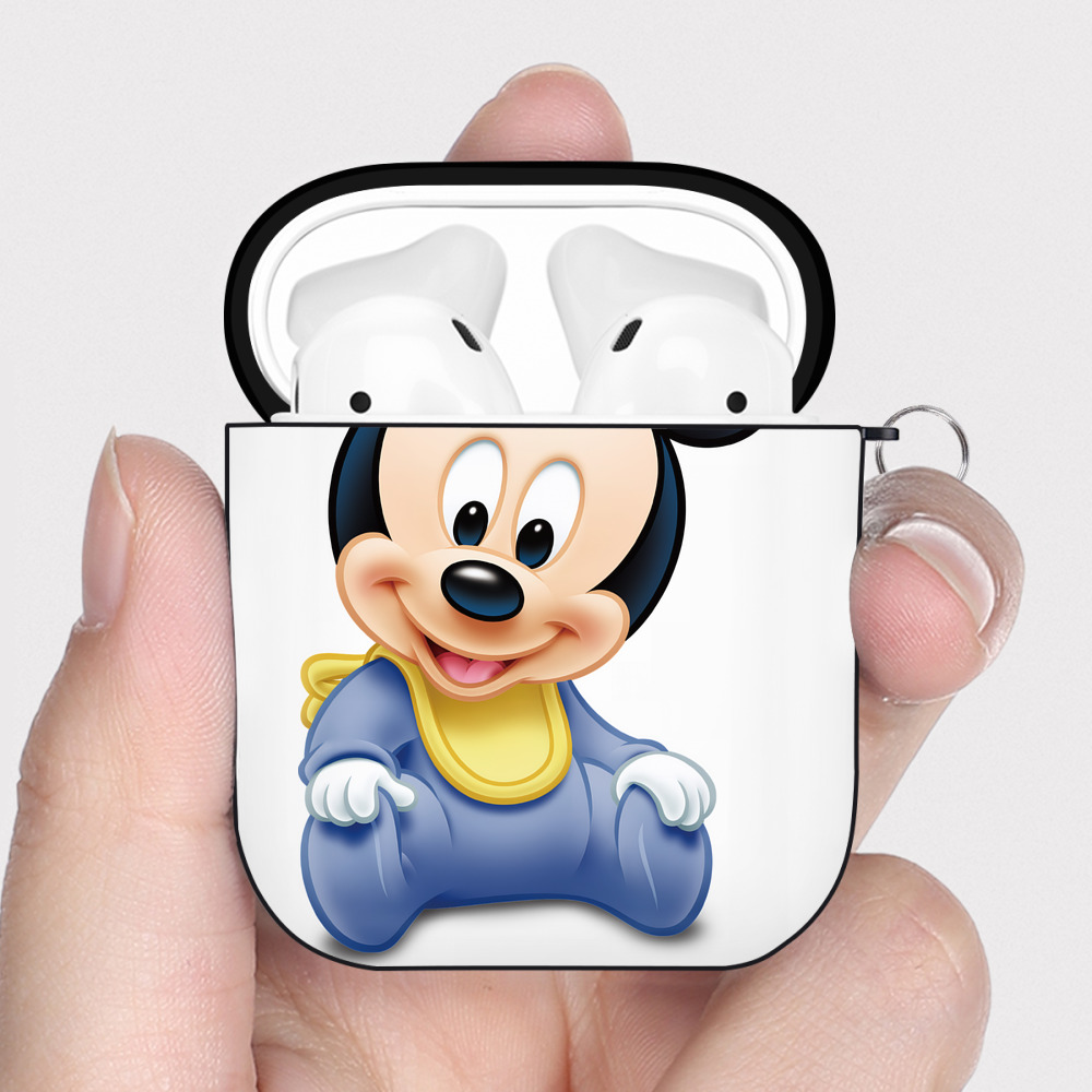 （画像用） ミッキーマウス Mickey Mouse AirPods 第2世代保護ケース ハードシェル ブラック 耐衝撃・防指紋・カラビナ付き