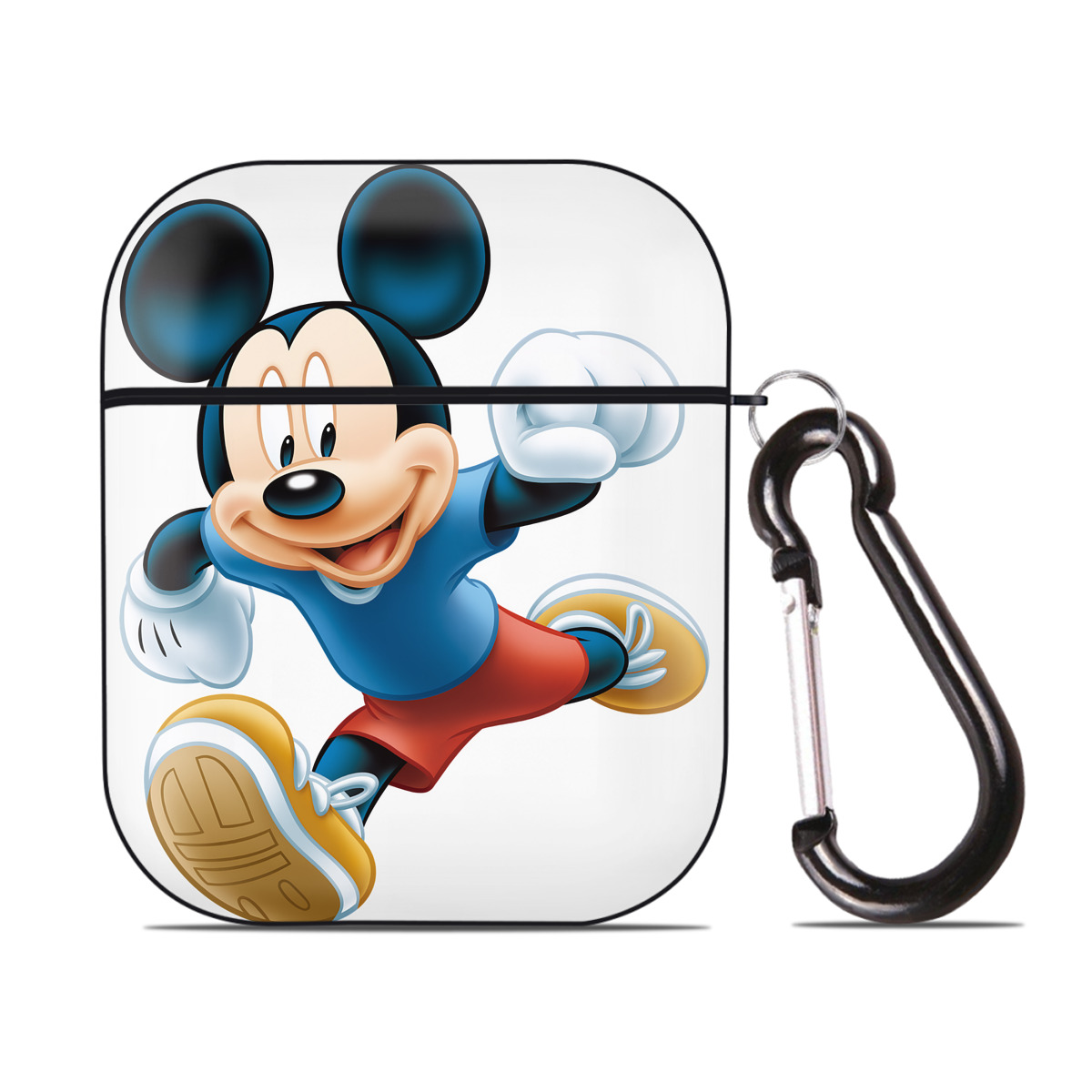 （画像用） ミッキーマウス Mickey Mouse AirPods 第2世代保護ケース ハードシェル ブラック 耐衝撃・防指紋・カラビナ付き