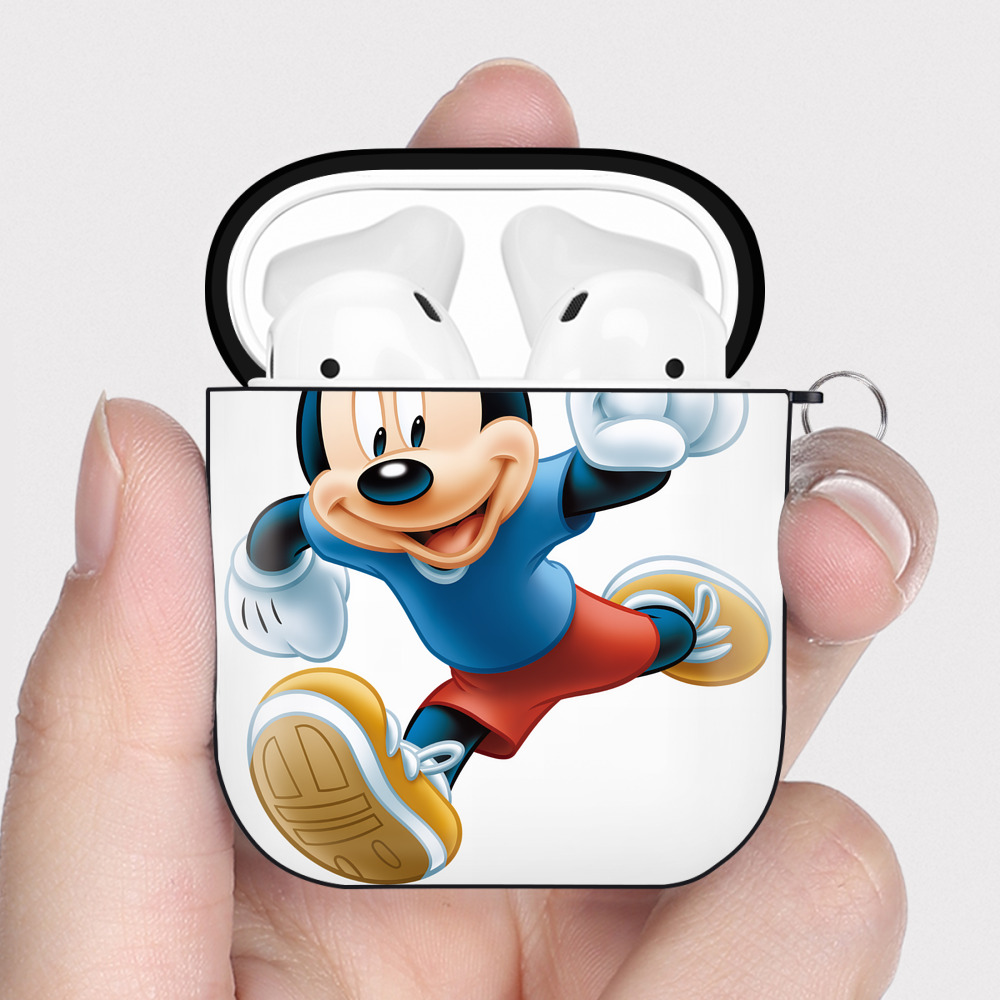 （画像用） ミッキーマウス Mickey Mouse AirPods 第2世代保護ケース ハードシェル ブラック 耐衝撃・防指紋・カラビナ付き