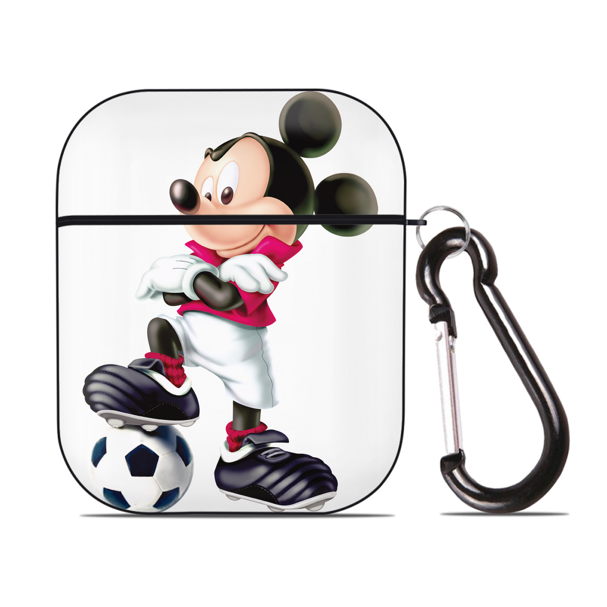 （画像用） ミッキーマウス Mickey Mouse AirPods 第2世代保護ケース ハードシェル ブラック 耐衝撃・防指紋・カラビナ付き