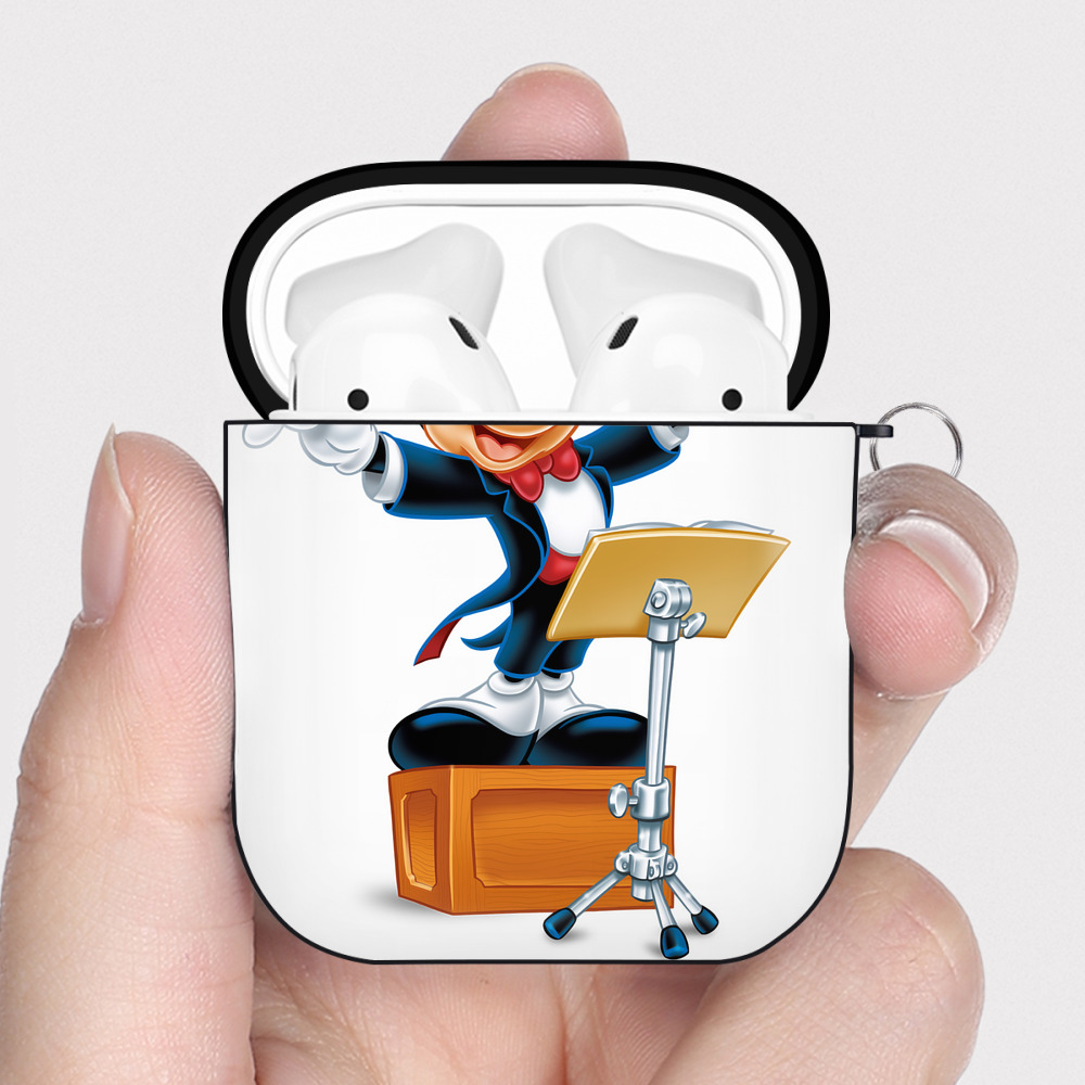 （画像用） ミッキーマウス Mickey Mouse AirPods 第2世代保護ケース ハードシェル ブラック 耐衝撃・防指紋・カラビナ付き