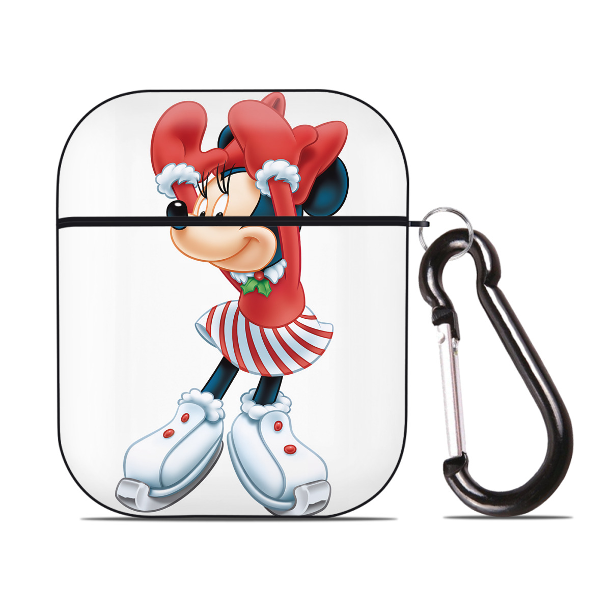 （画像用） ミッキーマウス Mickey Mouse AirPods 第2世代保護ケース ハードシェル ブラック 耐衝撃・防指紋・カラビナ付き