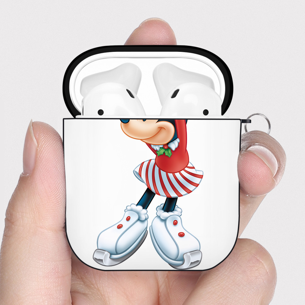 （画像用） ミッキーマウス Mickey Mouse AirPods 第2世代保護ケース ハードシェル ブラック 耐衝撃・防指紋・カラビナ付き