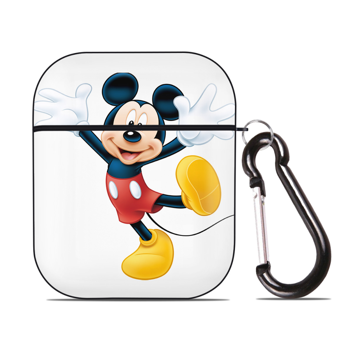 （画像用） ミッキーマウス Mickey Mouse AirPods 第2世代保護ケース ハードシェル ブラック 耐衝撃・防指紋・カラビナ付き
