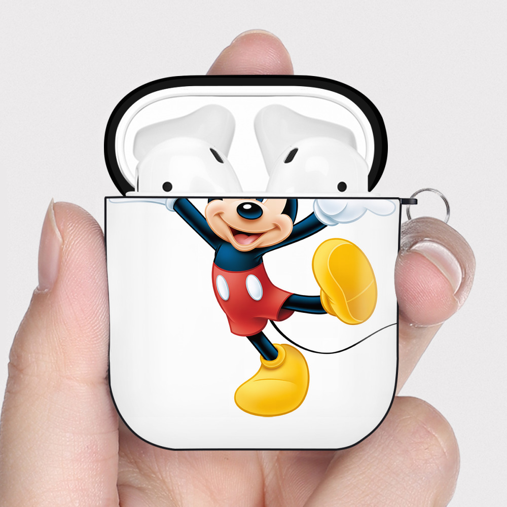 （画像用） ミッキーマウス Mickey Mouse AirPods 第2世代保護ケース ハードシェル ブラック 耐衝撃・防指紋・カラビナ付き
