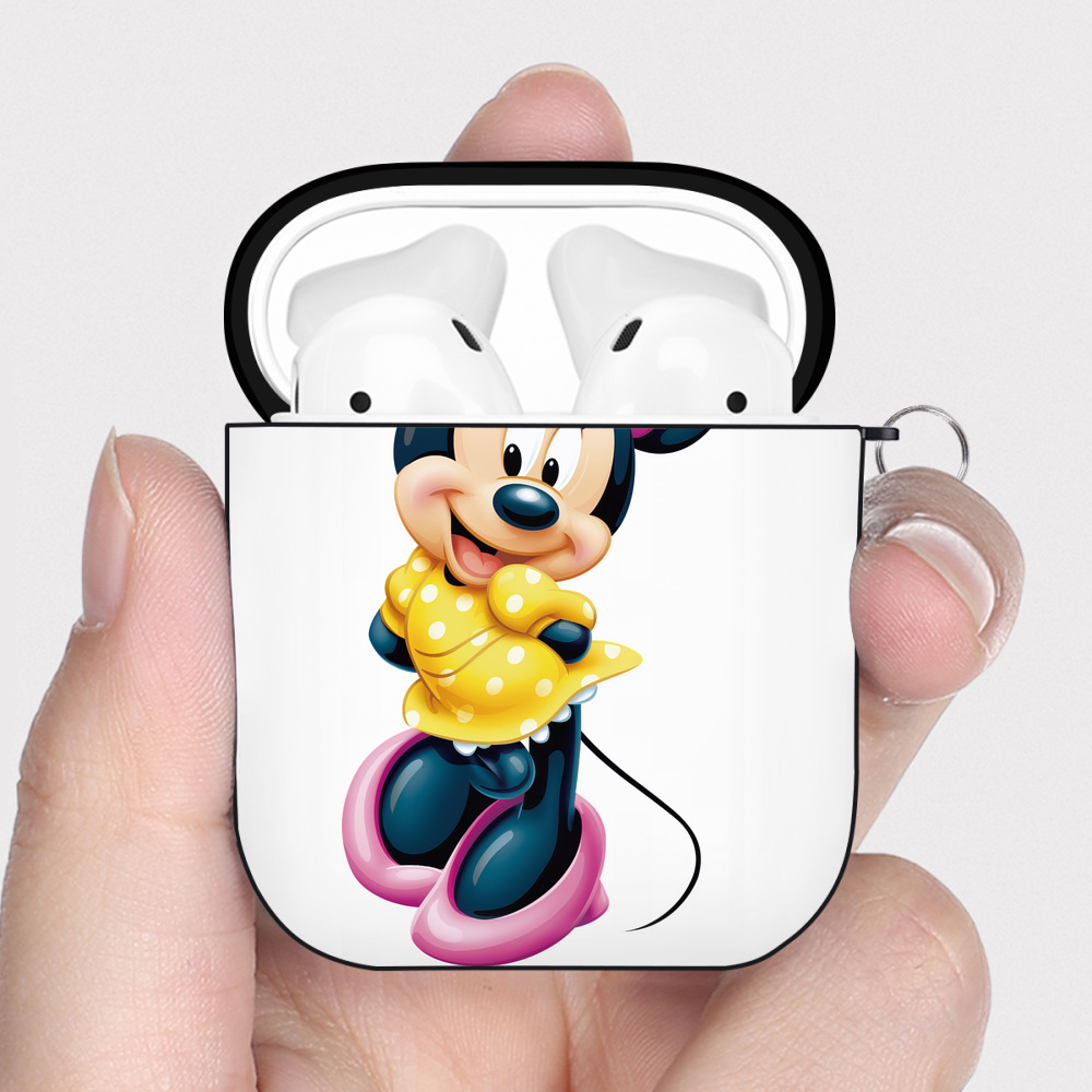 （画像用） ミッキーマウス Mickey Mouse AirPods 第2世代保護ケース ハードシェル ブラック 耐衝撃・防指紋・カラビナ付き