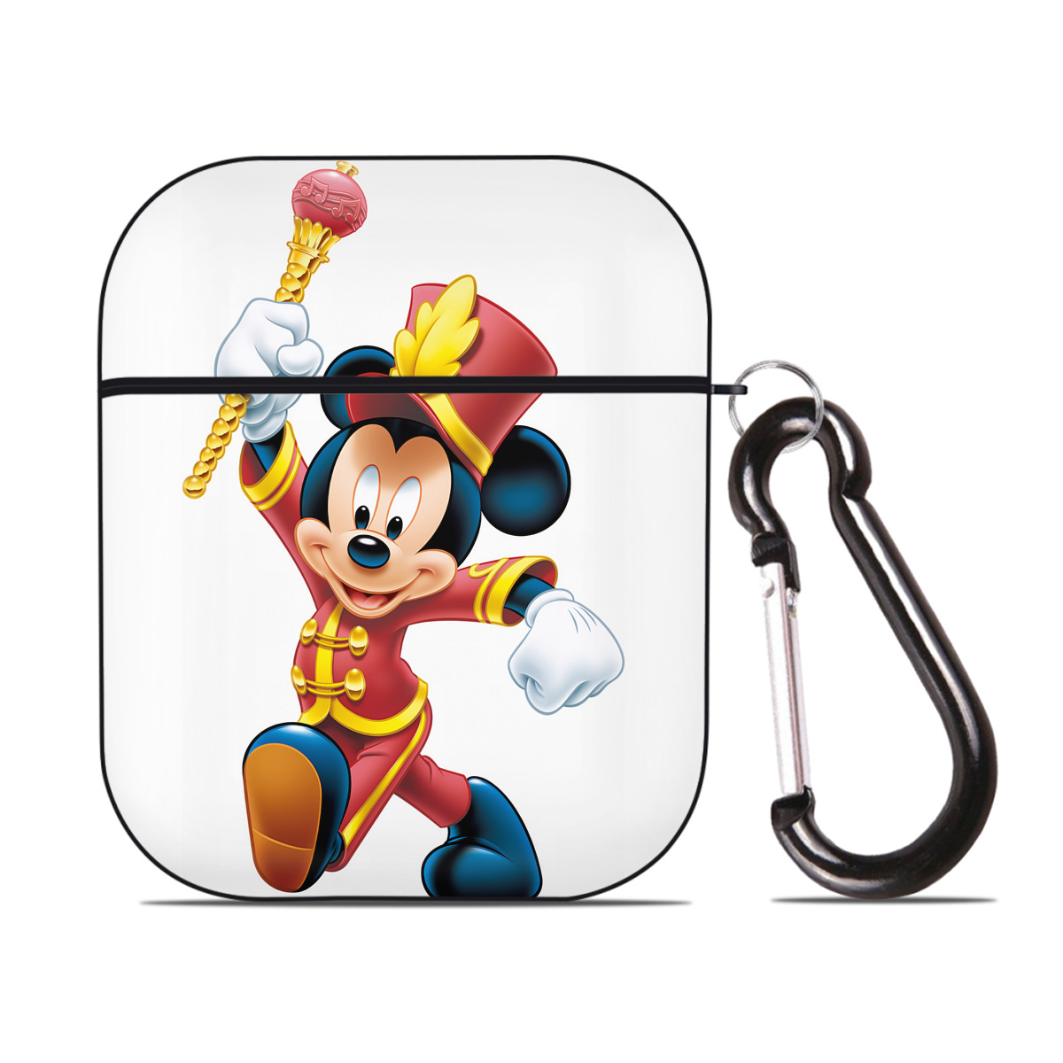（画像用） ミッキーマウス Mickey Mouse AirPods 第2世代保護ケース ハードシェル ブラック 耐衝撃・防指紋・カラビナ付き
