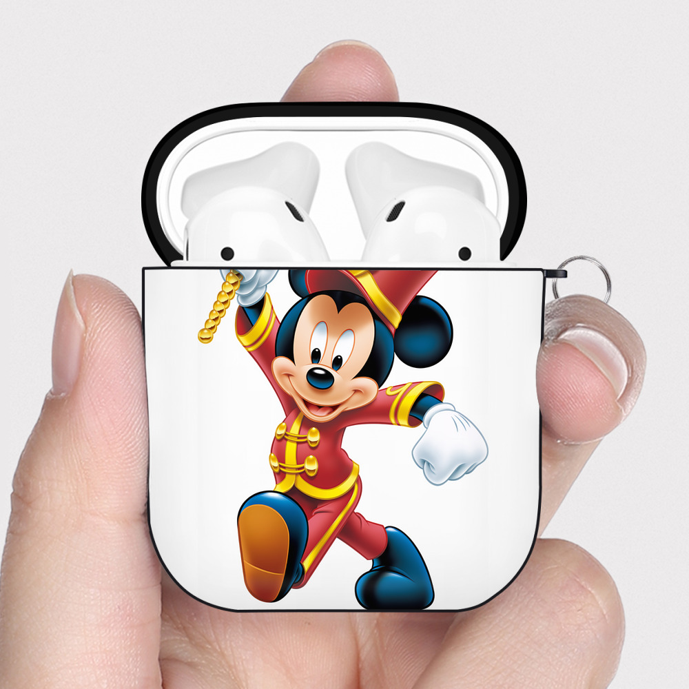 （画像用） ミッキーマウス Mickey Mouse AirPods 第2世代保護ケース ハードシェル ブラック 耐衝撃・防指紋・カラビナ付き