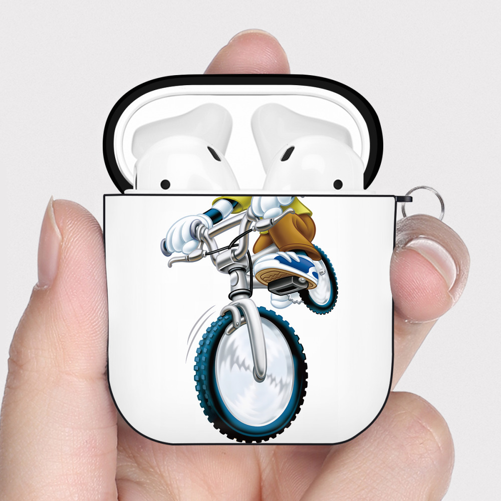 （画像用） ミッキーマウス Mickey Mouse AirPods 第2世代保護ケース ハードシェル ブラック 耐衝撃・防指紋・カラビナ付き