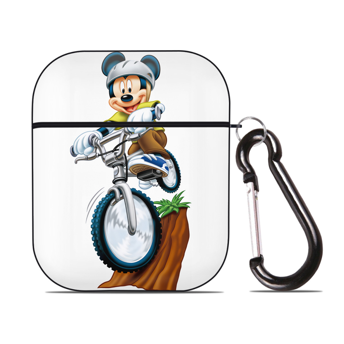（画像用） ミッキーマウス Mickey Mouse AirPods 第2世代保護ケース ハードシェル ブラック 耐衝撃・防指紋・カラビナ付き