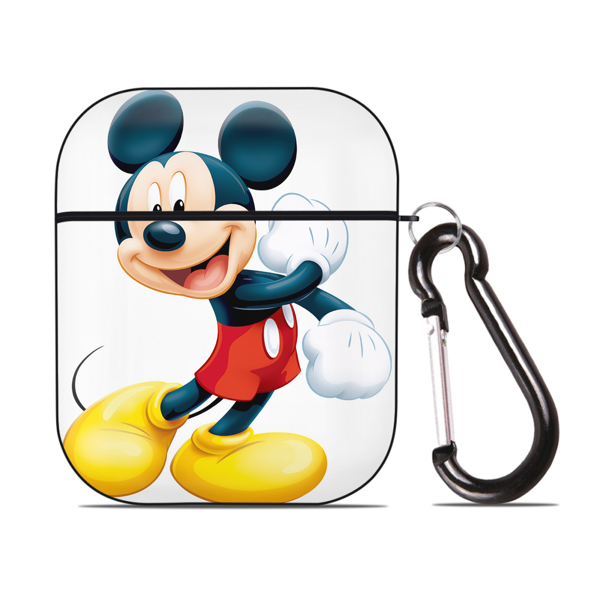（画像用） ミッキーマウス Mickey Mouse AirPods 第2世代保護ケース ハードシェル ブラック 耐衝撃・防指紋・カラビナ付き