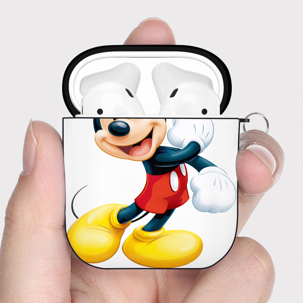 （画像用） ミッキーマウス Mickey Mouse AirPods 第2世代保護ケース ハードシェル ブラック 耐衝撃・防指紋・カラビナ付き