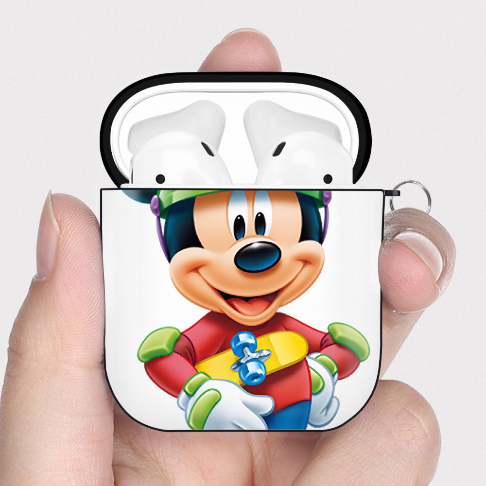 （画像用） ミッキーマウス Mickey Mouse AirPods 第2世代保護ケース ハードシェル ブラック 耐衝撃・防指紋・カラビナ付き