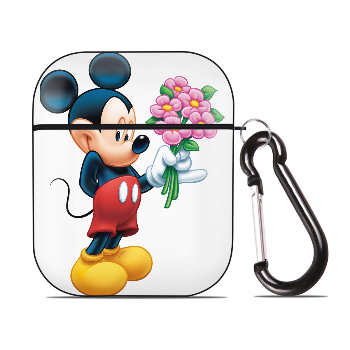（画像用） ミッキーマウス Mickey Mouse AirPods 第2世代保護ケース ハードシェル ブラック 耐衝撃・防指紋・カラビナ付き