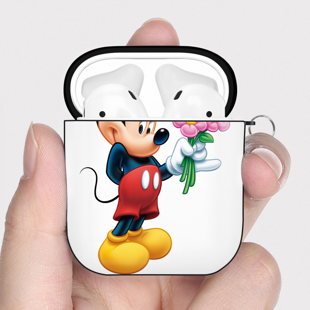 （画像用） ミッキーマウス Mickey Mouse AirPods 第2世代保護ケース ハードシェル ブラック 耐衝撃・防指紋・カラビナ付き