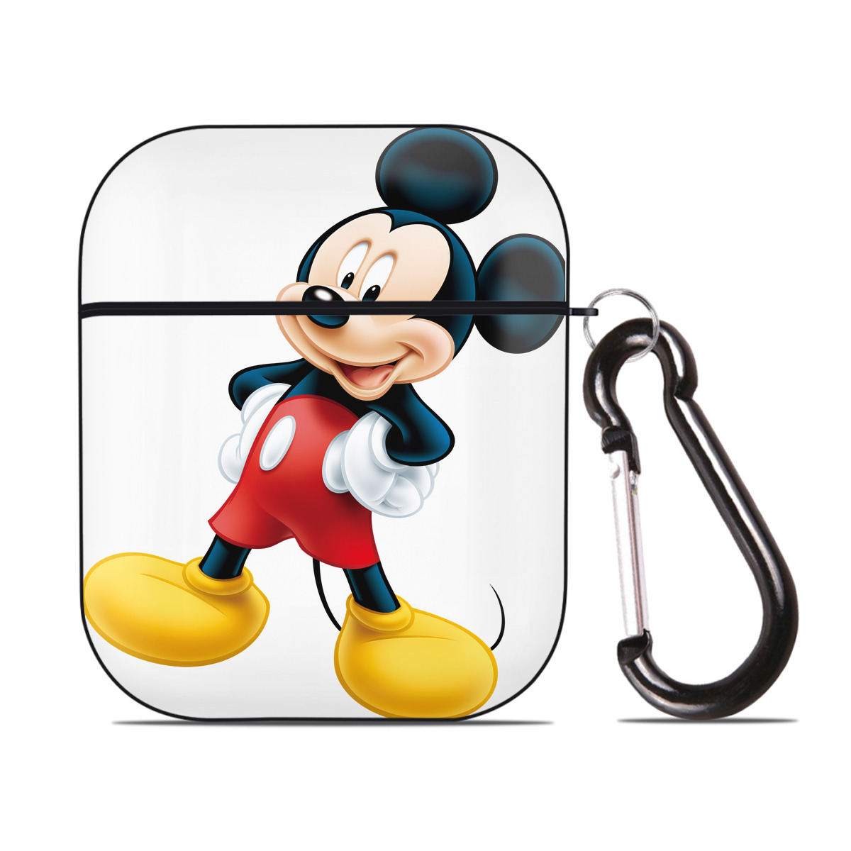（画像用） ミッキーマウス Mickey Mouse AirPods 第2世代保護ケース ハードシェル ブラック 耐衝撃・防指紋・カラビナ付き
