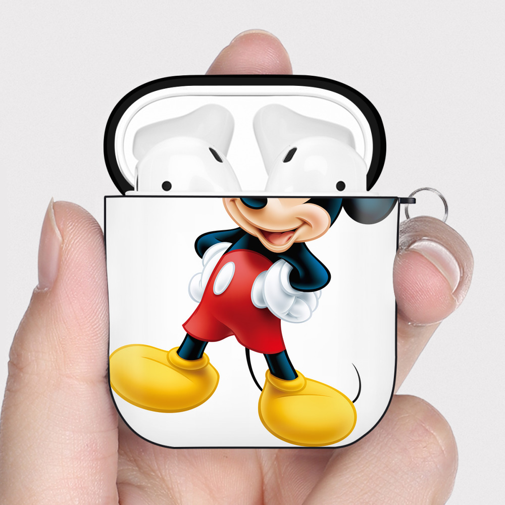 （画像用） ミッキーマウス Mickey Mouse AirPods 第2世代保護ケース ハードシェル ブラック 耐衝撃・防指紋・カラビナ付き