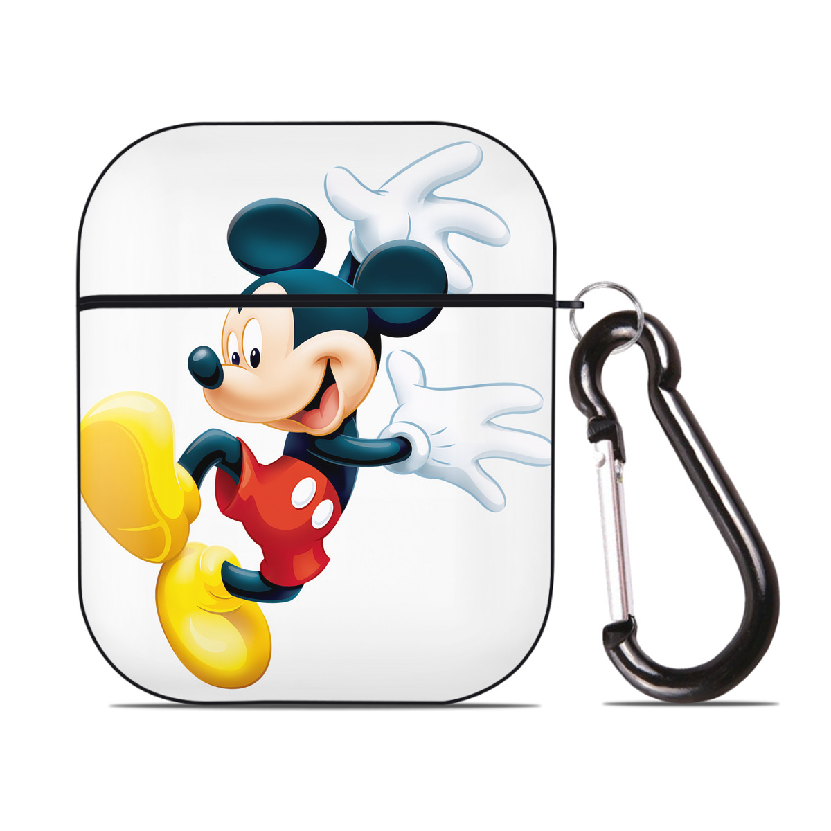 （画像用） ミッキーマウス Mickey Mouse AirPods 第2世代保護ケース ハードシェル ブラック 耐衝撃・防指紋・カラビナ付き