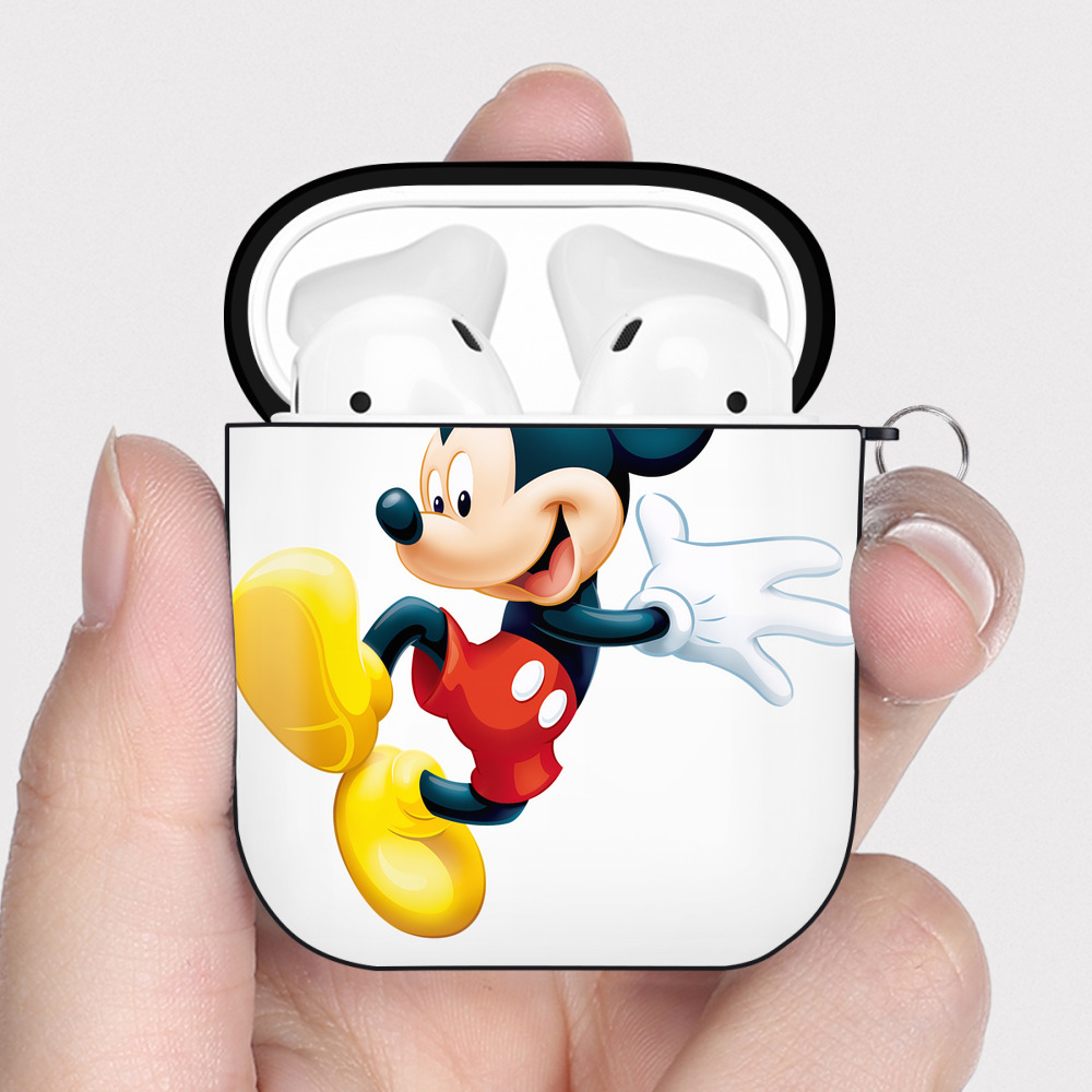 （画像用） ミッキーマウス Mickey Mouse AirPods 第2世代保護ケース ハードシェル ブラック 耐衝撃・防指紋・カラビナ付き