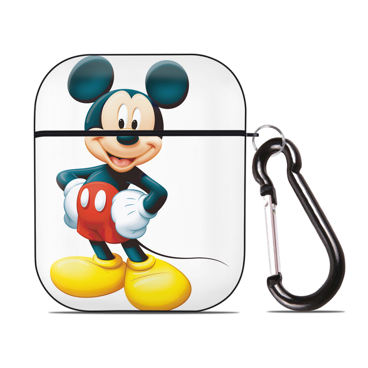 （画像用） ミッキーマウス Mickey Mouse AirPods 第2世代保護ケース ハードシェル ブラック 耐衝撃・防指紋・カラビナ付き