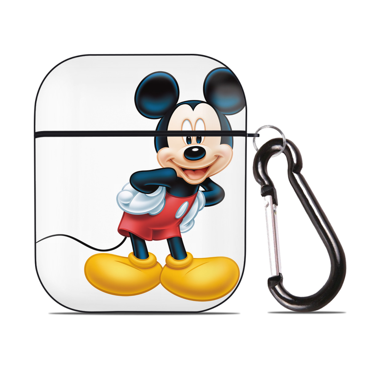 （画像用） ミッキーマウス Mickey Mouse AirPods 第2世代保護ケース ハードシェル ブラック 耐衝撃・防指紋・カラビナ付き