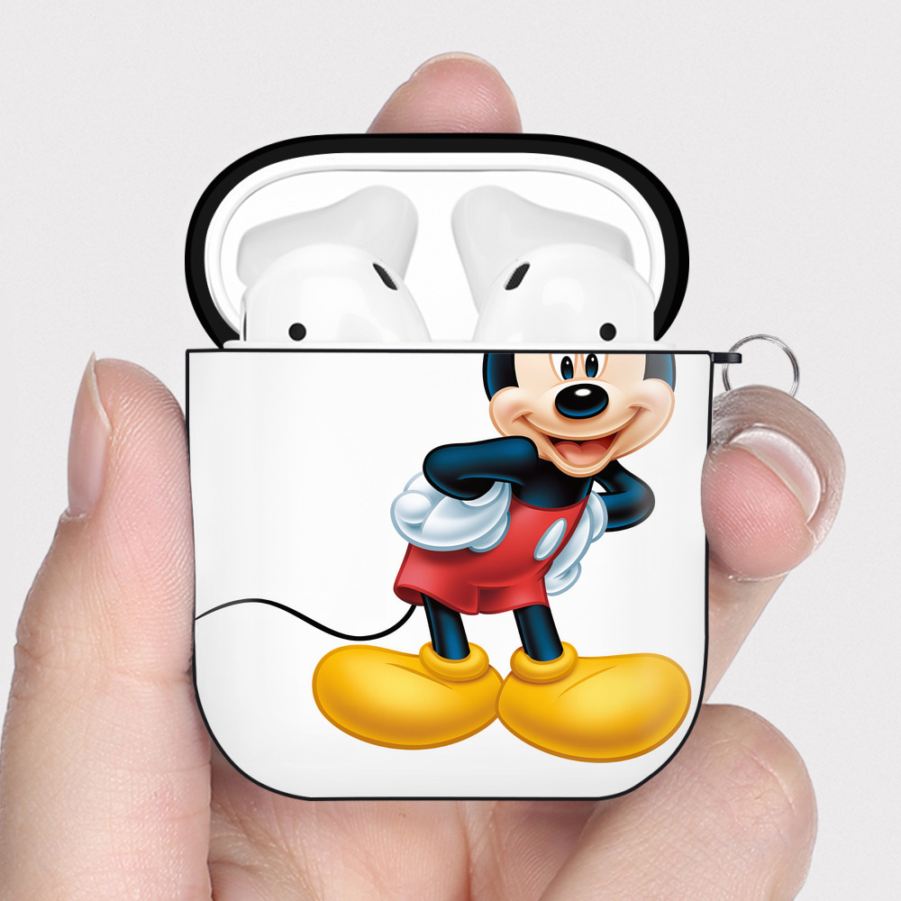 （画像用） ミッキーマウス Mickey Mouse AirPods 第2世代保護ケース ハードシェル ブラック 耐衝撃・防指紋・カラビナ付き