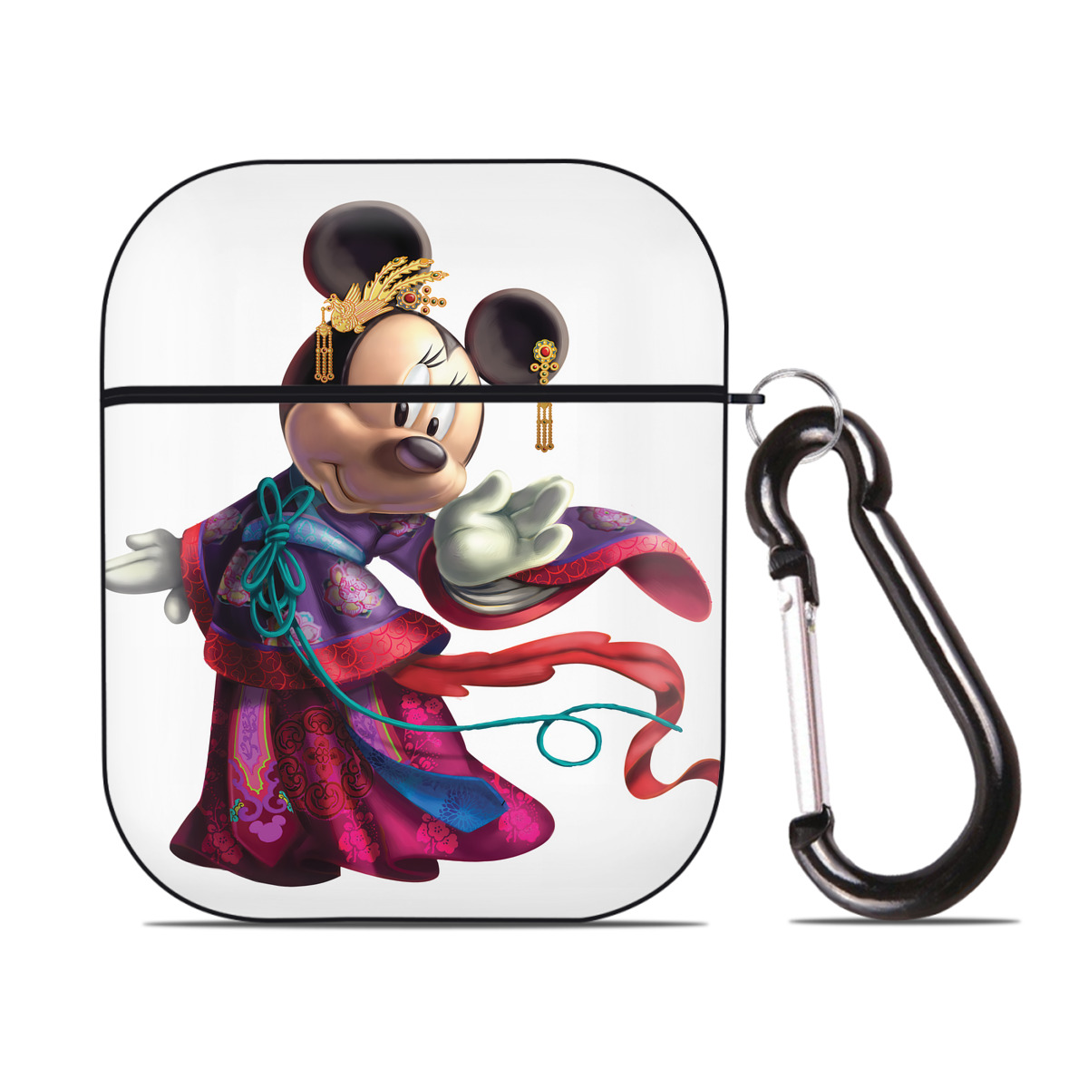 （画像用） ミッキーマウス Mickey Mouse AirPods 第2世代保護ケース ハードシェル ブラック 耐衝撃・防指紋・カラビナ付き