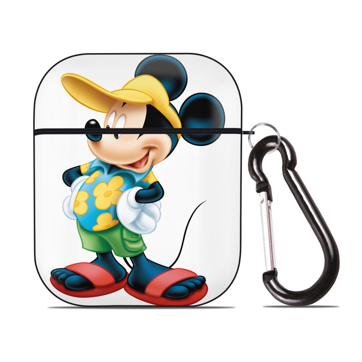（画像用） ミッキーマウス Mickey Mouse AirPods 第2世代保護ケース ハードシェル ブラック 耐衝撃・防指紋・カラビナ付き