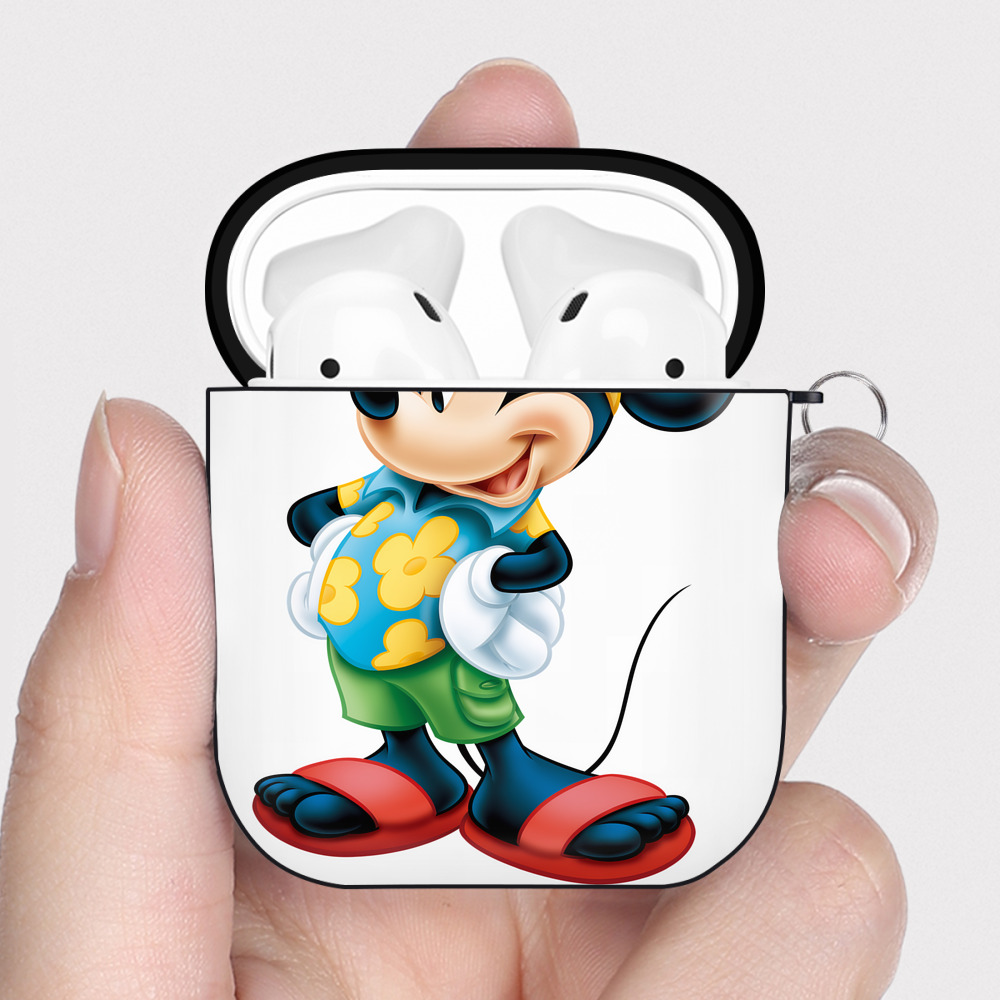 （画像用） ミッキーマウス Mickey Mouse AirPods 第2世代保護ケース ハードシェル ブラック 耐衝撃・防指紋・カラビナ付き