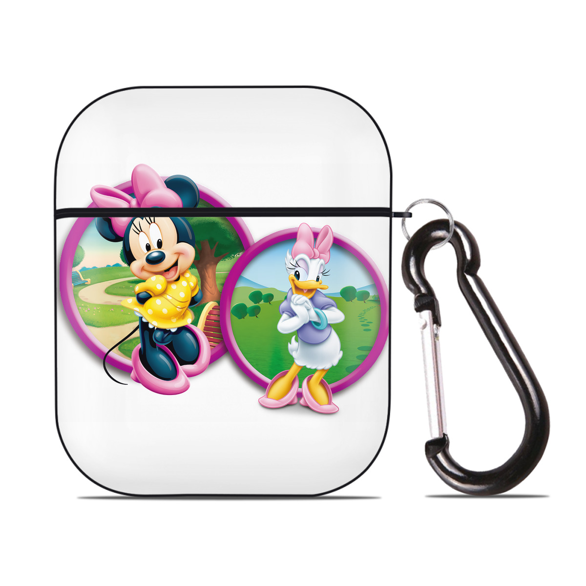 （画像用） ミッキーマウス Mickey Mouse AirPods 第2世代保護ケース ハードシェル ブラック 耐衝撃・防指紋・カラビナ付き