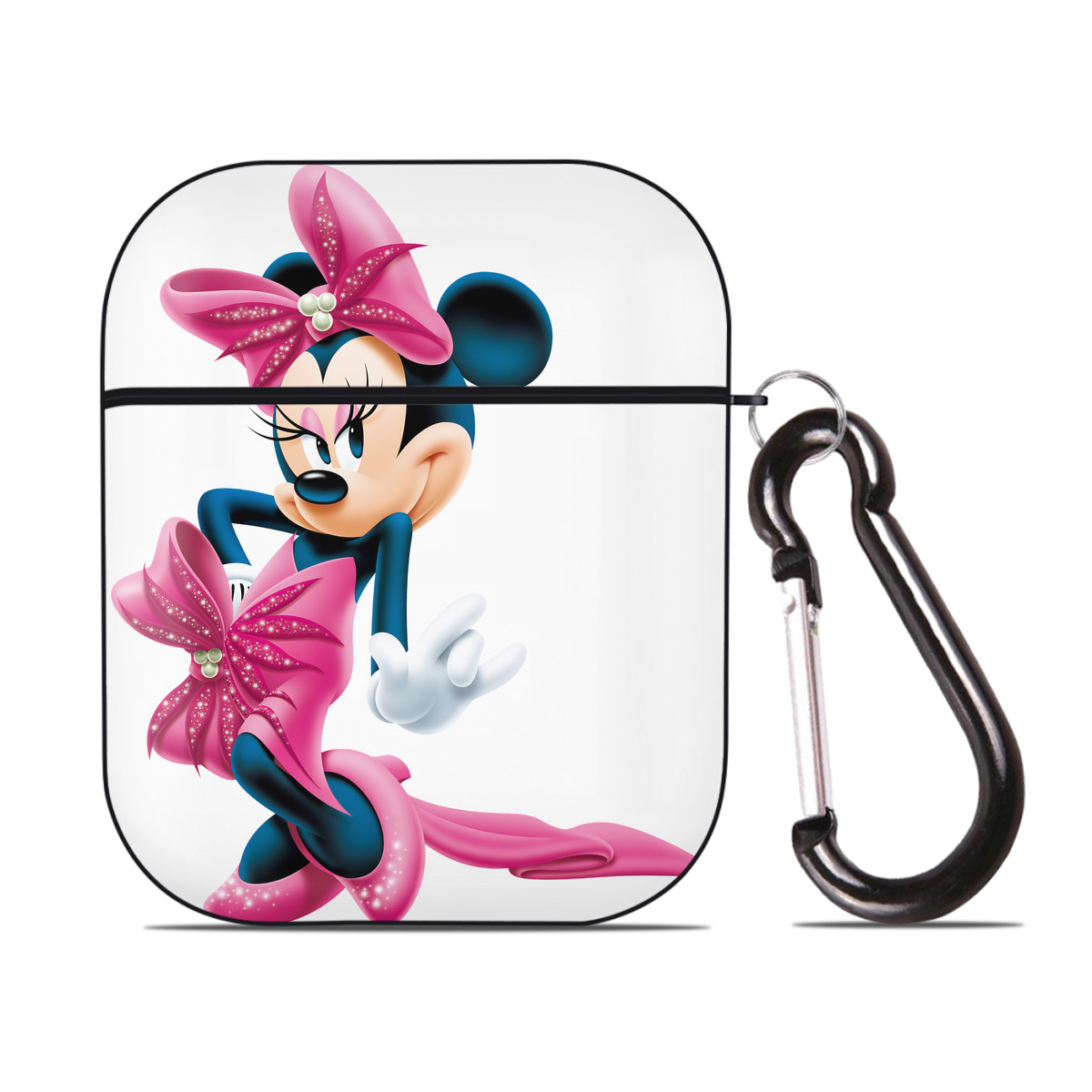 （画像用） ミッキーマウス Mickey Mouse AirPods 第2世代保護ケース ハードシェル ブラック 耐衝撃・防指紋・カラビナ付き