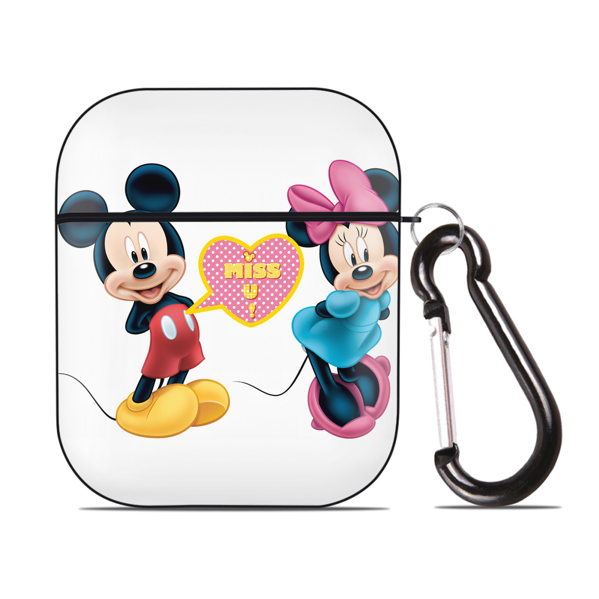 （画像用） ミッキーマウス Mickey Mouse AirPods 第2世代保護ケース ハードシェル ブラック 耐衝撃・防指紋・カラビナ付き