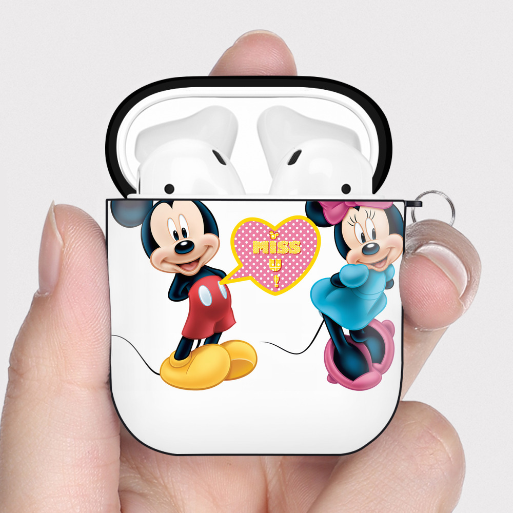 （画像用） ミッキーマウス Mickey Mouse AirPods 第2世代保護ケース ハードシェル ブラック 耐衝撃・防指紋・カラビナ付き