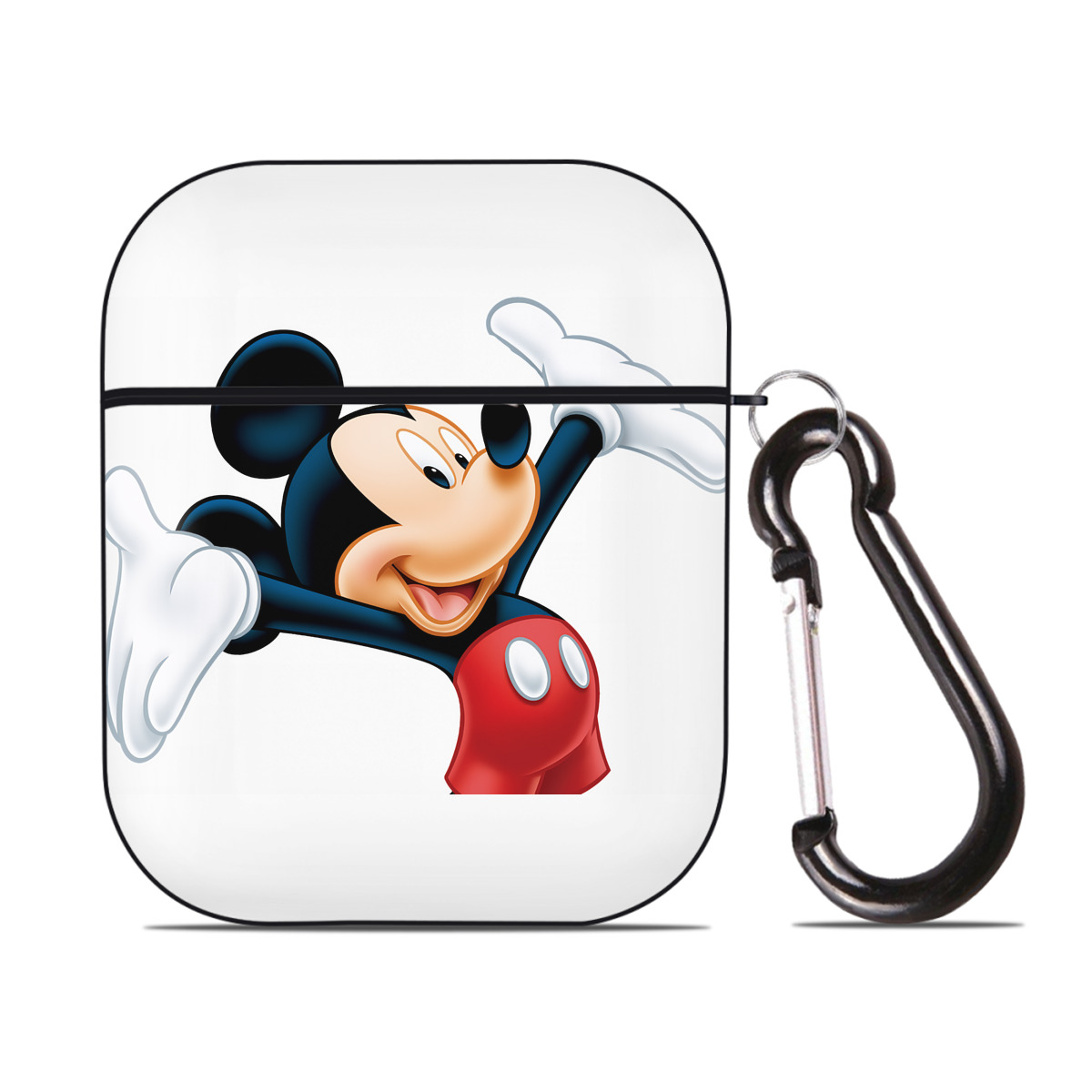 （画像用） ミッキーマウス Mickey Mouse AirPods 第2世代保護ケース ハードシェル ブラック 耐衝撃・防指紋・カラビナ付き