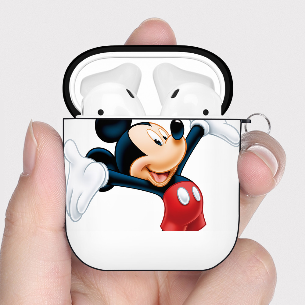 （画像用） ミッキーマウス Mickey Mouse AirPods 第2世代保護ケース ハードシェル ブラック 耐衝撃・防指紋・カラビナ付き