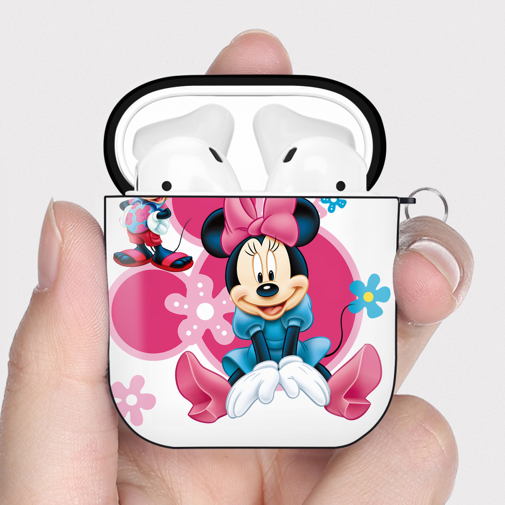 （画像用） ミッキーマウス Mickey Mouse AirPods 第2世代保護ケース ハードシェル ブラック 耐衝撃・防指紋・カラビナ付き