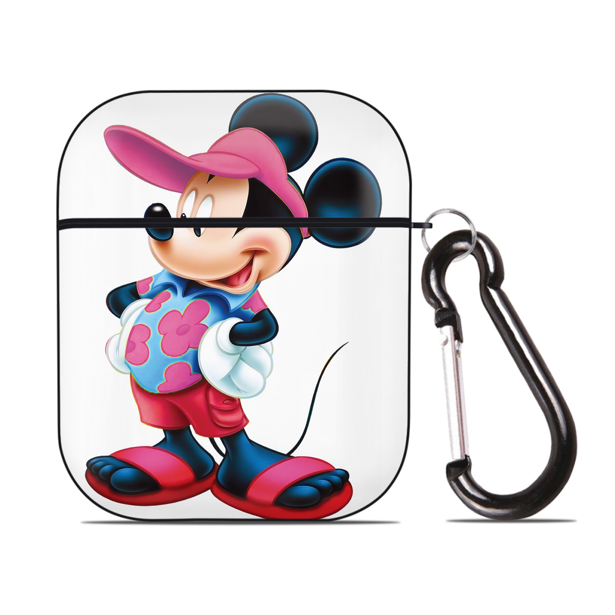 （画像用） ミッキーマウス Mickey Mouse AirPods 第2世代保護ケース ハードシェル ブラック 耐衝撃・防指紋・カラビナ付き