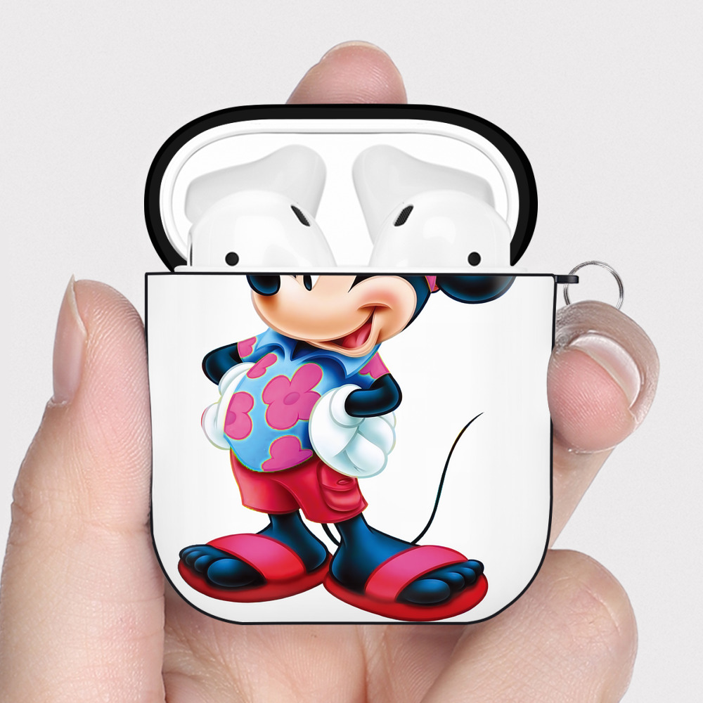 （画像用） ミッキーマウス Mickey Mouse AirPods 第2世代保護ケース ハードシェル ブラック 耐衝撃・防指紋・カラビナ付き