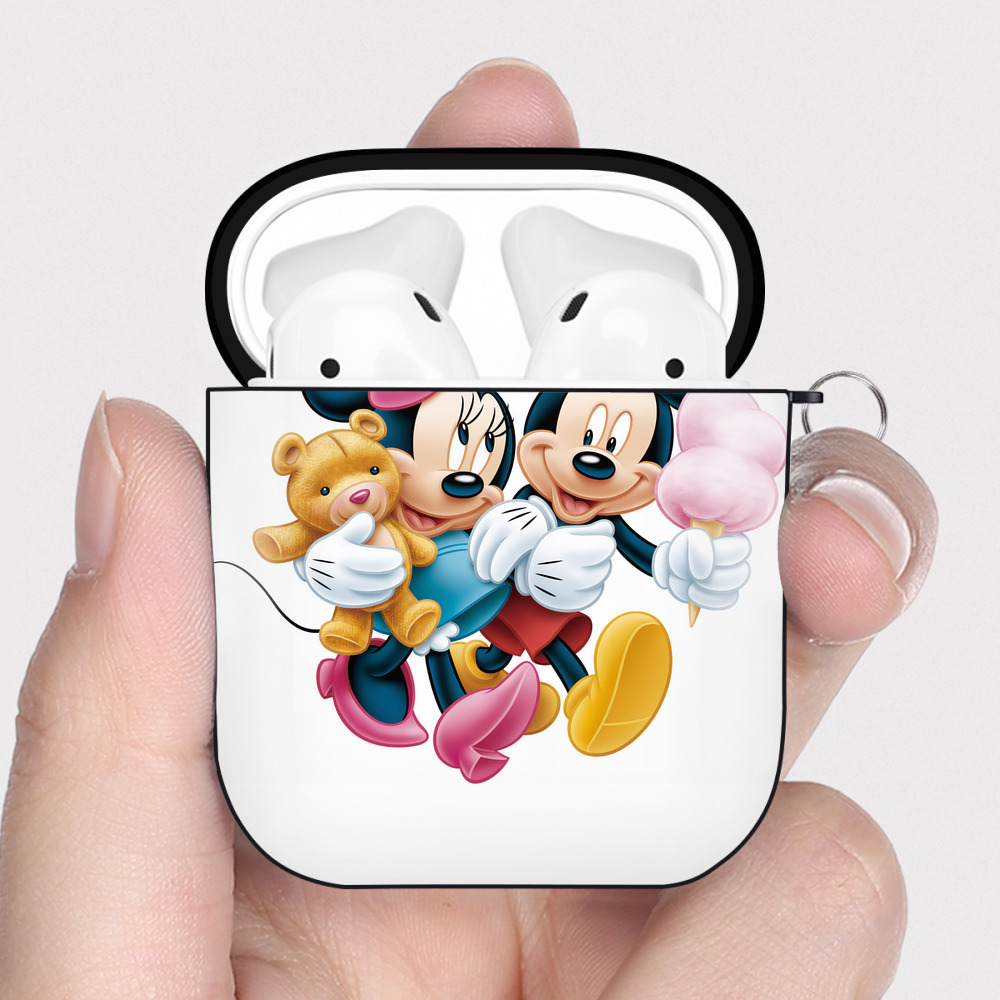 （画像用） ミッキーマウス Mickey Mouse AirPods 第2世代保護ケース ハードシェル ブラック 耐衝撃・防指紋・カラビナ付き