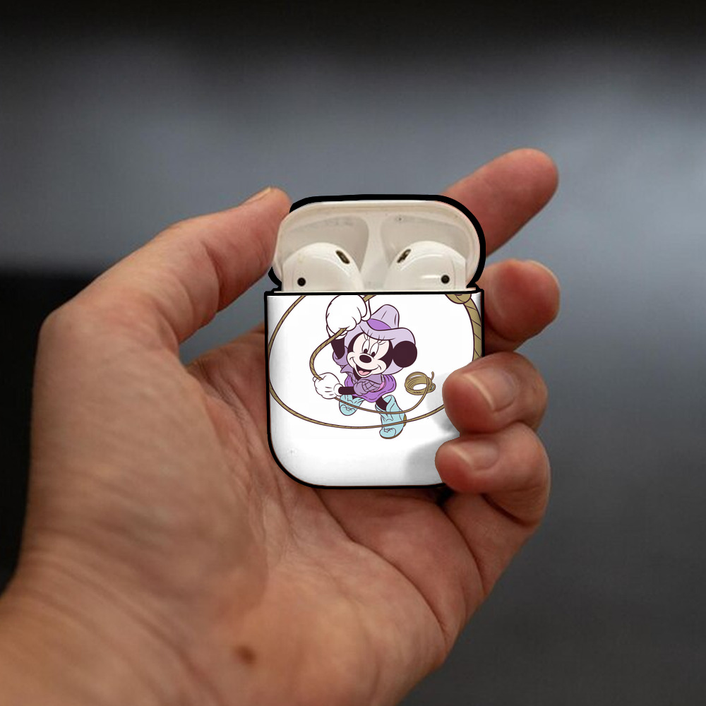 ミッキーマウス Mickey Mouse AirPods 第2世代保護ケース ハードシェル ブラック 耐衝撃・防指紋・カラビナ付き