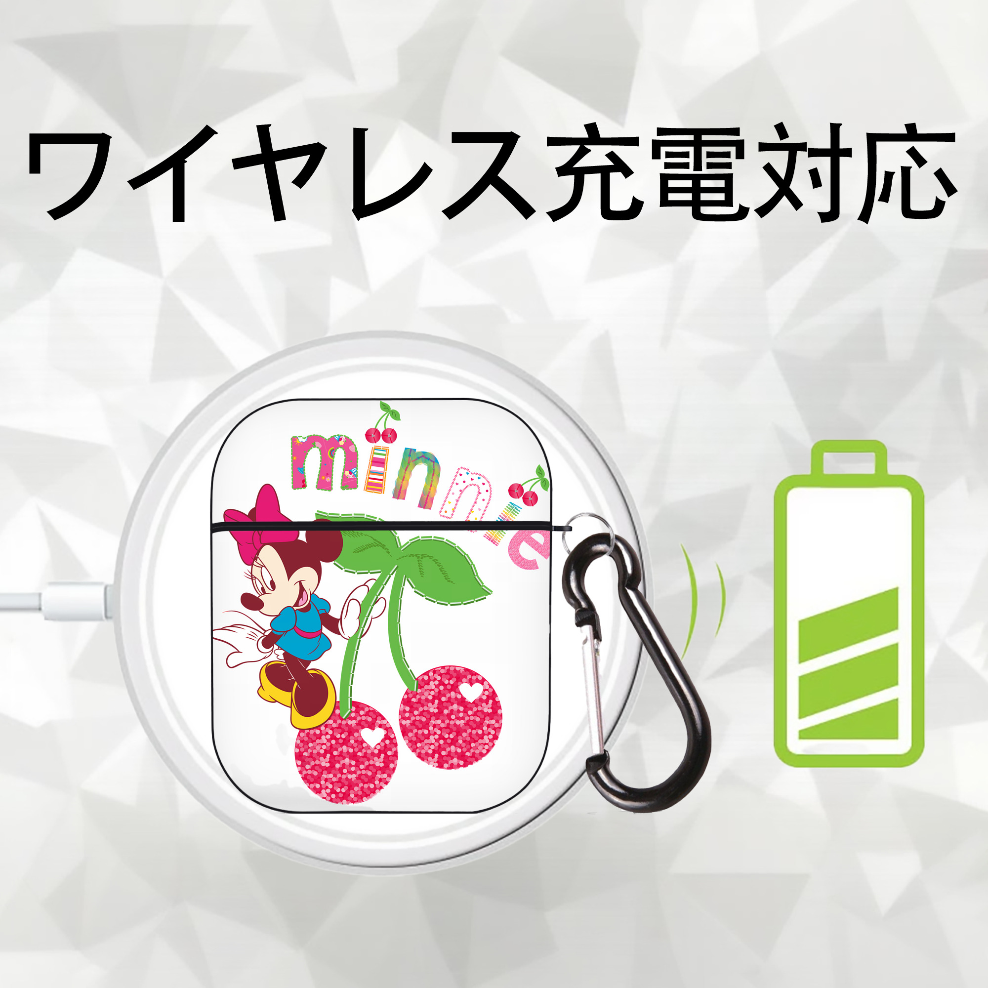 ミッキーマウス Mickey Mouse AirPods 第2世代保護ケース ハードシェル ブラック 耐衝撃・防指紋・カラビナ付き