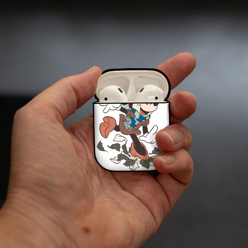 ミッキーマウス Mickey Mouse AirPods 第2世代保護ケース ハードシェル ブラック 耐衝撃・防指紋・カラビナ付き