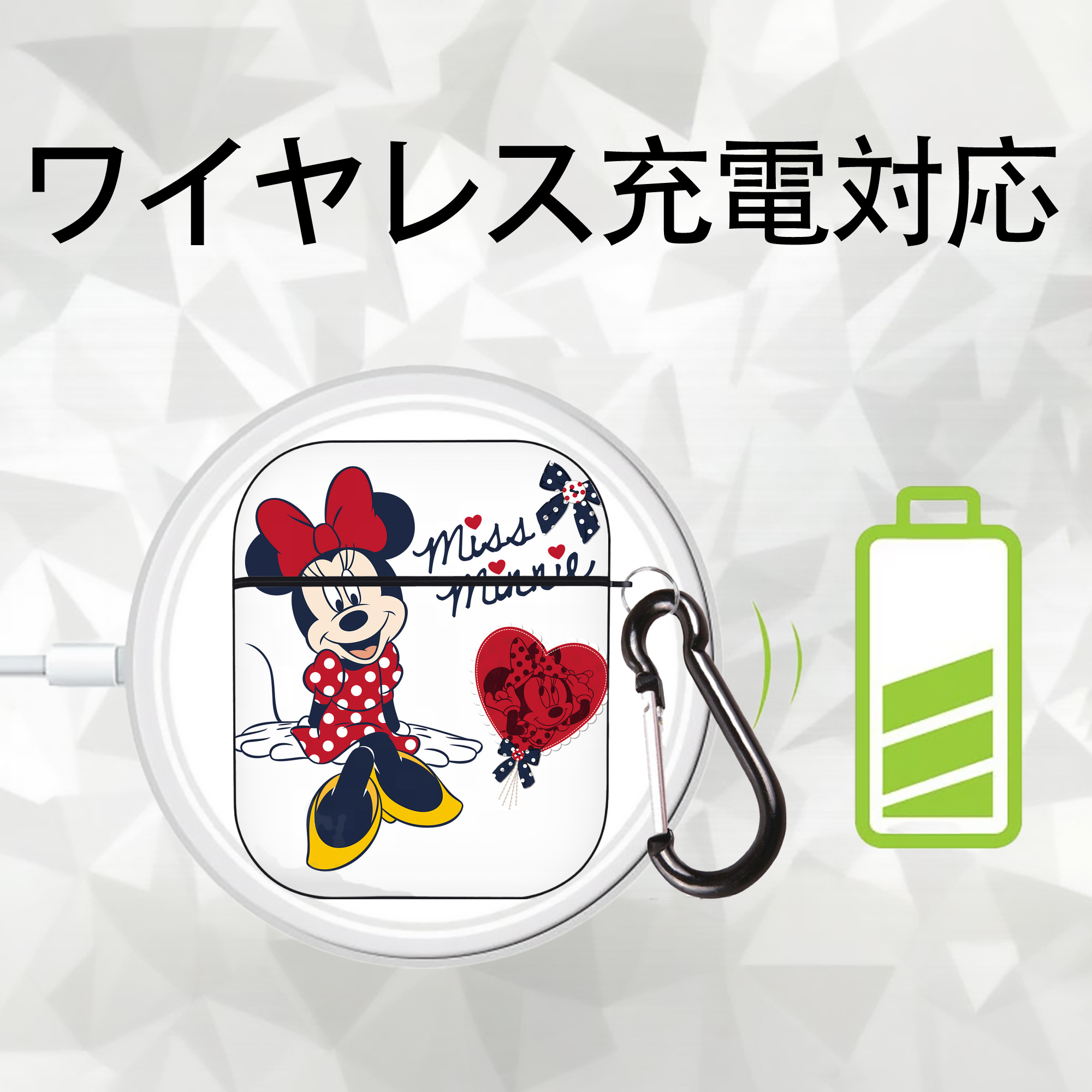 ミッキーマウス Mickey Mouse AirPods 第2世代保護ケース ハードシェル ブラック 耐衝撃・防指紋・カラビナ付き