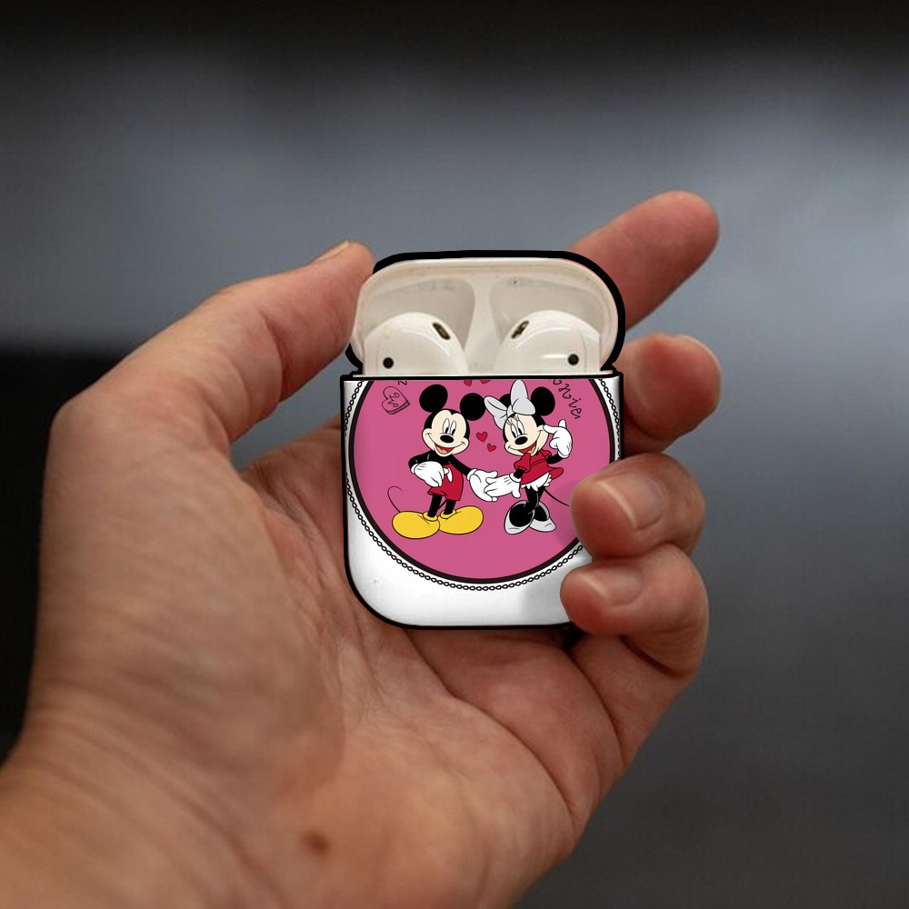 ミッキーマウス Mickey Mouse AirPods 第2世代保護ケース ハードシェル ブラック 耐衝撃・防指紋・カラビナ付き